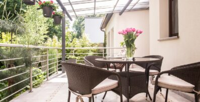 polycarbonate roofing sheet with UV protection on a steel frame structure