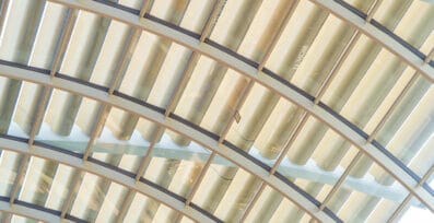 FRP roof panels allowing filtered natural light.